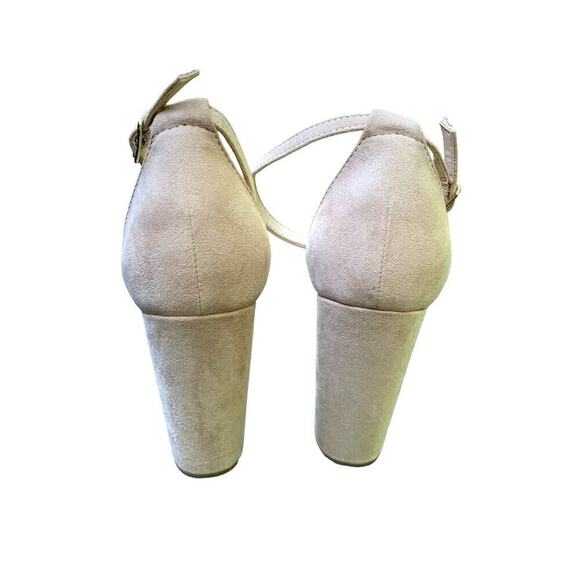 NEW Just Fab Lorelei Vegan Suede Block Heel Strappy Pump Nude Size 9 - Picture 4 of 5